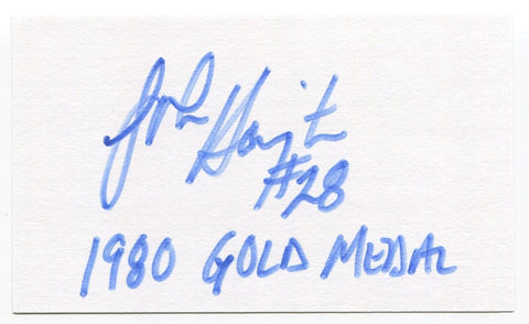 John Harrington Signed 3x5 Index Card Autographed Hockey 1980 Miracle on Ice