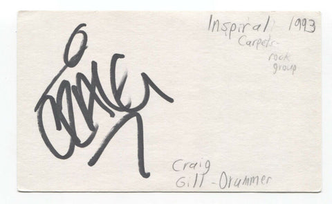 Inspiral Carpets - Craig Gill Signed 3x5 Index Card Autographed Signature