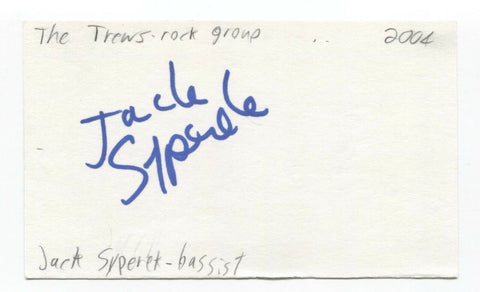 The Trews - Jack Syperek Signed Index 3x5 Card Autographed Signature Bassist