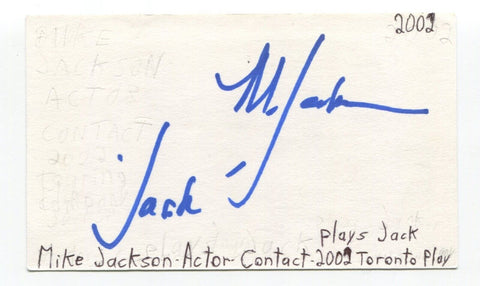 Mike Jackson Signed 3x5 Index Card Autographed Actor Contact