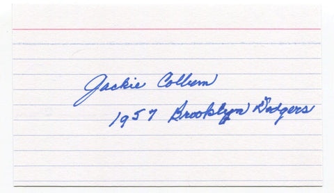 Jackie Collum Signed 3x5 Index Card Autographed 1957 Brooklyn Dodgers MLB