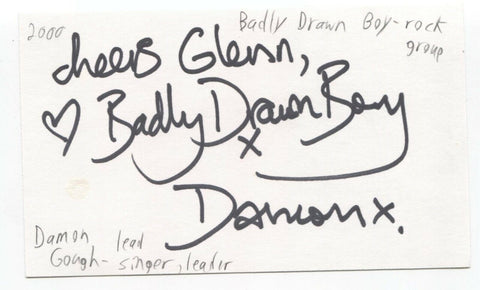 Badly Drawn Boy - Damon Gough Signed 3x5 Index Card Autographed Signature