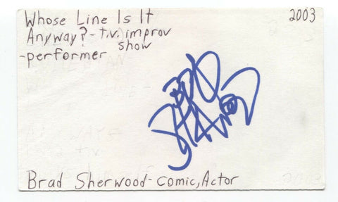 Brad Sherwood Signed 3x5 Index Card Autographed Signature Actor Comedian