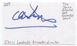 Chris Landreth Signed 3x5 Index Card Autographed Signature Animator