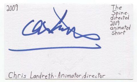 Chris Landreth Signed 3x5 Index Card Autographed Signature Animator