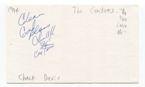 The Contours - Charles Davis Signed Index 3x5 Card Autographed Signature Chuck