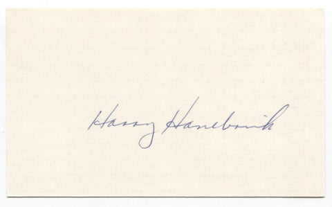 Harry Hanebrink Signed 3x5 Index Card Baseball Autographed Milwaukee Braves 