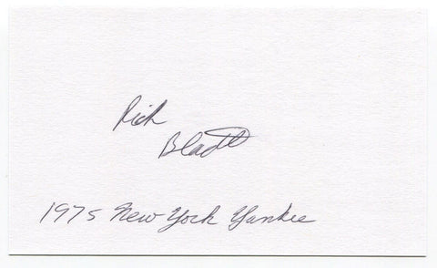 Richard "Rich" Bladt Signed 3x5 Index Card Autographed New York Yankees