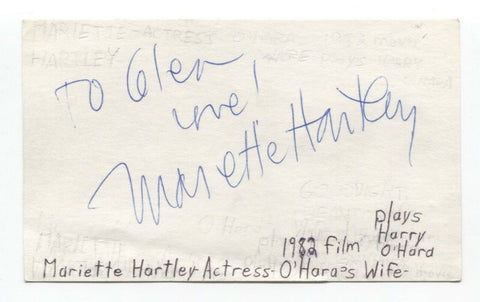 Mariette Hartley Signed 3x5 Index Card Autographed Signature Actress