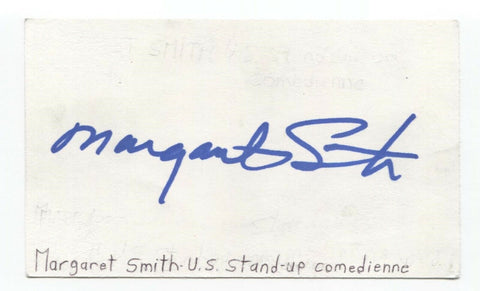 Margaret Smith Signed 3x5 Index Card Autographed Signature Comedian Actress
