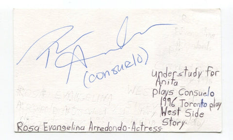 Rosa Arredondo Signed 3x5 Index Card Autographed Actress Roswell