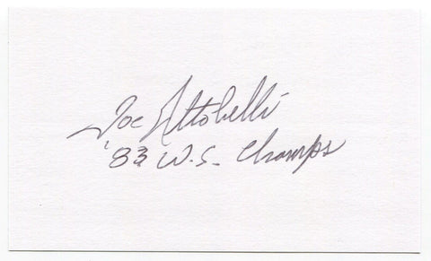Joe Altobelli Signed 3x5 Index Card Autographed Signature Cleveland Indians MLB