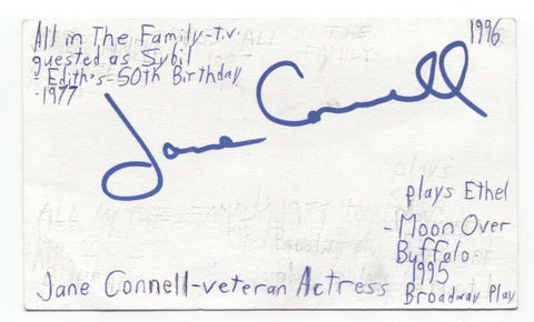 Jane Connell Signed 3x5 Index Card Autographed Signature Actor