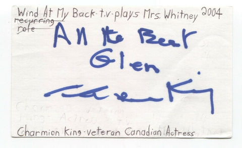 Charmion King Signed 3x5 Index Card Autographed Signature Actress