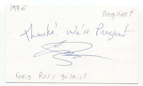 Craig Ross Signed 3x5 Index Card Autographed Signature Lenny Kravitz Guitarist