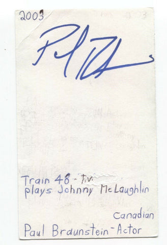 Paul Braunstein Signed 3x5 Index Card Autographed Signature Actor The Thing