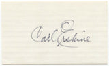 Carl Erskine Signed 3x5 Index Card Baseball Autographed Signature
