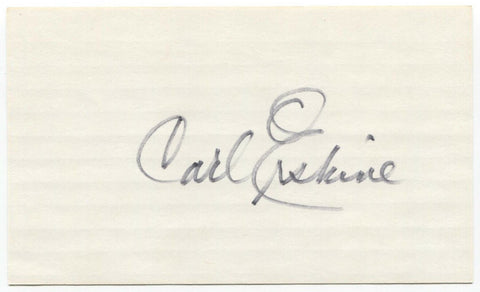 Carl Erskine Signed 3x5 Index Card Baseball Autographed Signature