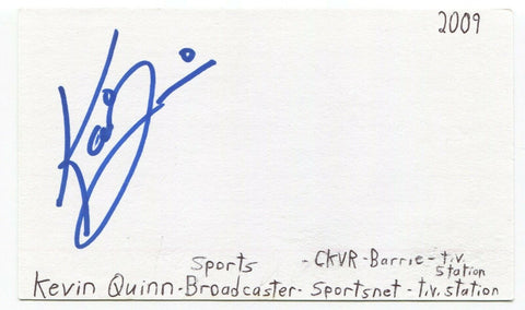Kevin Quinn Signed 3x5 Index Card Autographed Signature NHL Sportscaster
