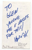 Paul Kozak Signed 3x5 Index Card Autographed Signature Actor Comedian