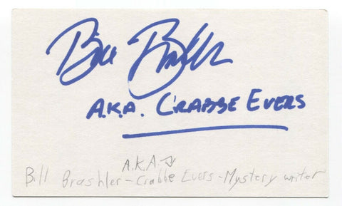 William Brashler Signed 3x5 Index Card Autographed Signature Author Writer