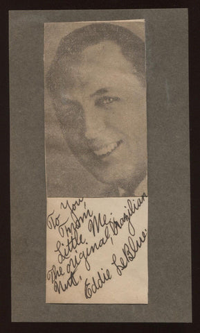 Eddie LeBlue Signed Cut Autographed Album Page w/ Magazine Photo 1932 AUTO