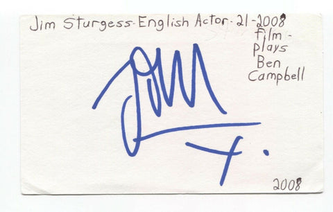 Jim Sturgess Signed 3x5 Index Card Autographed Signature Actor
