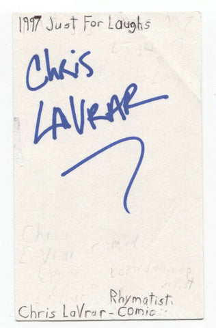 Chris La Vrar Signed 3x5 Index Card Autographed Signature Comedian Comic Actor