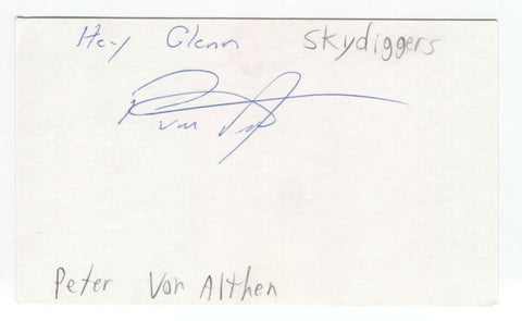 Skydiggers - Peter von Althen Signed 3x5 Index Card Autographed Signature