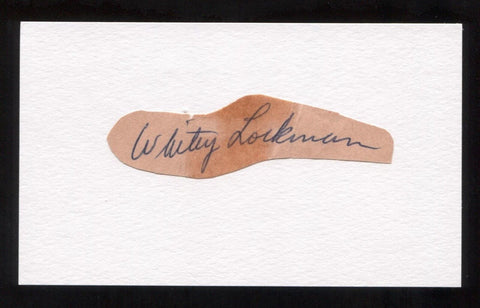 Whitey Lockman Signed Cut Autographed Index Card Circa 1962 Baseball Signature