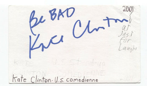 Kate Clinton Signed 3x5 Index Card Autographed Signature Comedian Stand Up Comic
