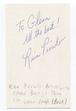 Rina Piccolo Signed 3x5 Index Card Autograph Signature Cartoonist Tina's Groove
