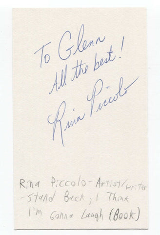 Rina Piccolo Signed 3x5 Index Card Autograph Signature Cartoonist Tina's Groove