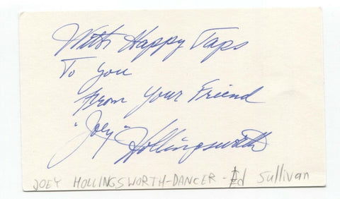Joey Hollingsworth Signed 3x5 Index Card Autographed Signature Dancer